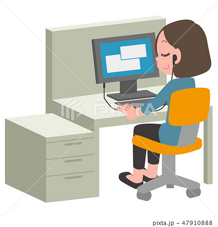 日本ユニバーサルマナー協会監修素材＋視覚障害者　デスクワーク 47910888