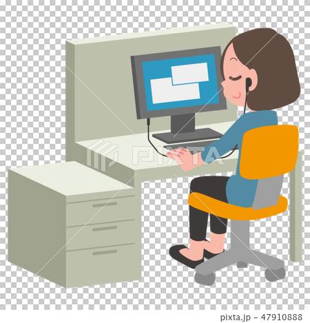 日本ユニバーサルマナー協会監修素材＋視覚障害者　デスクワーク 47910888