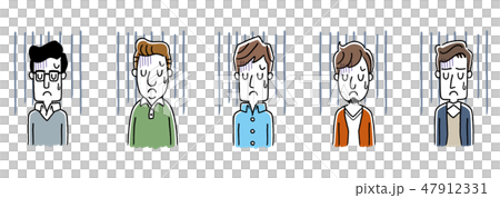 複数の男性：落ち込む、不安、不調 47912331