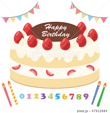 誕生ケーキセットのイラスト素材