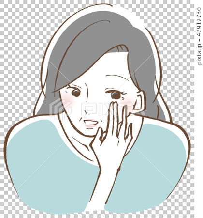 A middle-aged woman smiling about her eyes 47912730