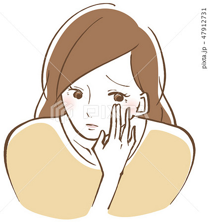 目元を気にする女性　困り顔 47912731