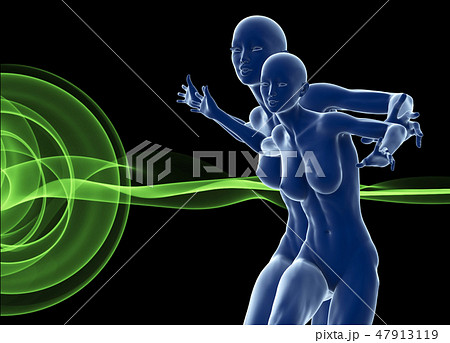 Slim attractive sportswoman running against a black background. 3d illustration Slim attractive sportswoman running against a black background. 3d illustration 47913119