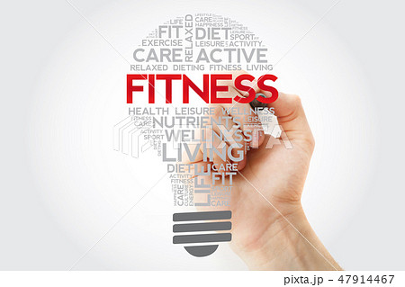 Fitness bulb word cloud collage with marker 47914467