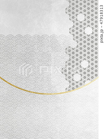 青海波　箔　桜の組子　金銀白　イメージ　（背景素材） 47918313