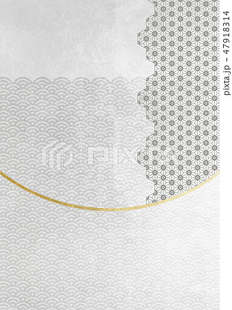 青海波　箔　桜の組子　金銀白　イメージ　（背景素材） 47918314
