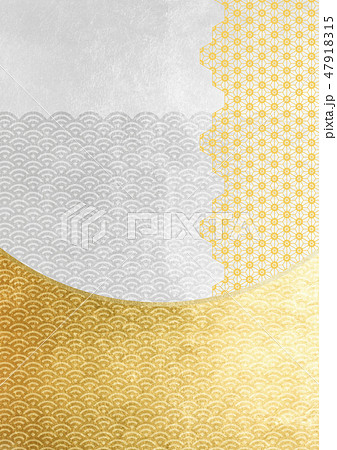 青海波　箔　桜の組子　金銀白　イメージ　（背景素材） 47918315