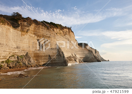 Beautiful coastline with cliffs in Corfu Beautiful coastline with cliffs in Corfu 47921599