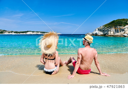 Couple on beach in Greece Couple on beach in Greece 47921863