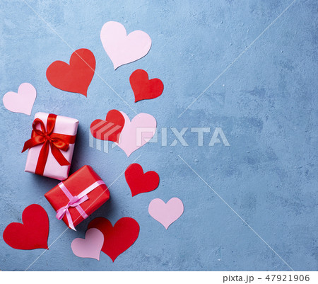 Valentines Day background with hearts 47921906