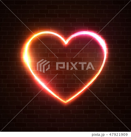 Heart vector background. Abstract electric line halogen or led lamp element design. Heart shape 47921909