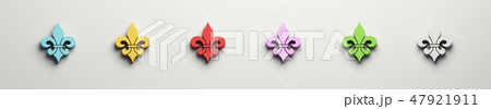 Mardi Gras Fleur-de-Lis set icons. 3D Render Illustration 47921911