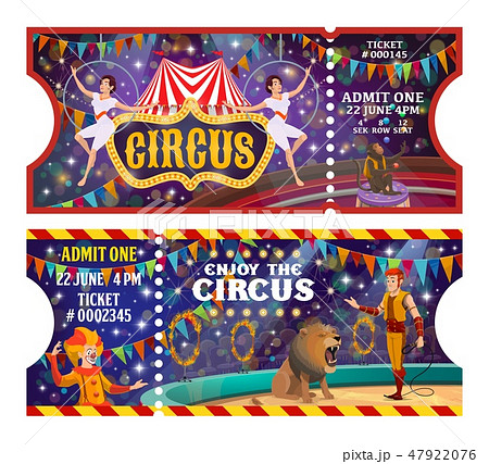 Circus show tickets vintage cartoon tickets 47922076