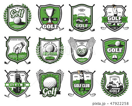 Golf club badges, championship heraldic icons 47922258