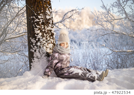 Healthy breath. Cold weather portrait Healthy breath. Cold weather portrait 47922534