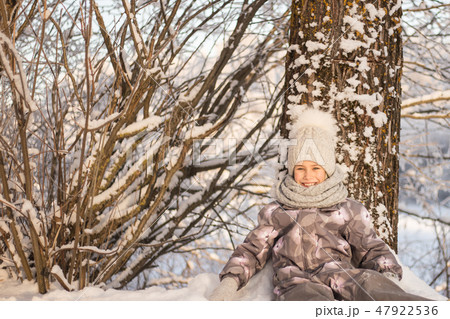 Healthy breath. Cold weather portrait Healthy breath. Cold weather portrait 47922536