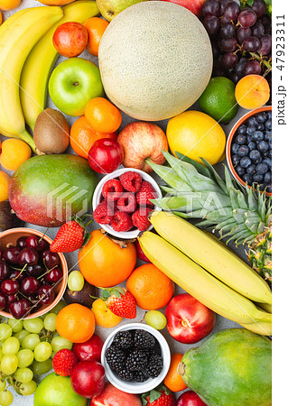 Rainbow fruits background Rainbow fruits background 47923311