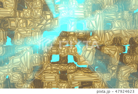 3d render, golden modern wired cube wall texture, random clusters digital illustration, abstract 47924623