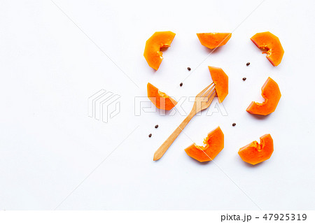 Papaya fruit on white background Papaya fruit on white background 47925319