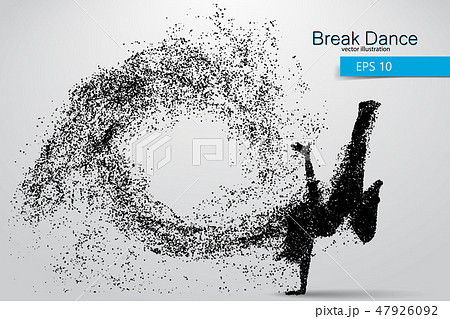 Silhouette of a break dancer from particles. 47926092