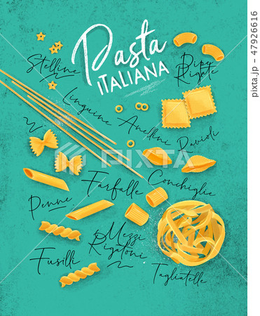 Pasta italiana poster turquoise - Stock Illustration [47926616] - PIXTA