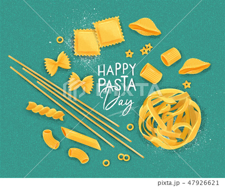 Happy pasta day poster turquoise Happy pasta day poster turquoise 47926621