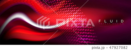 Fluid color neon wave lines background, neon liquid color futuristic paint template 47927082