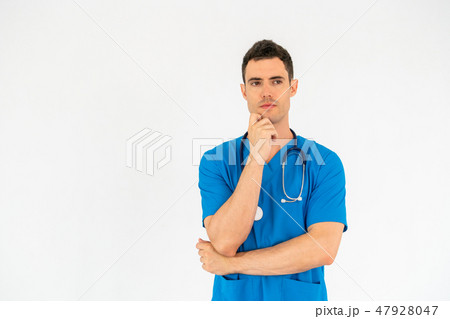 Doctor in hospital uniform on white background. Doctor in hospital uniform on white background. 47928047