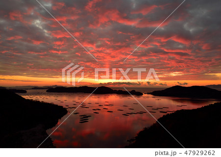 虫明湾の朝焼け 虫明湾の朝焼け 47929262