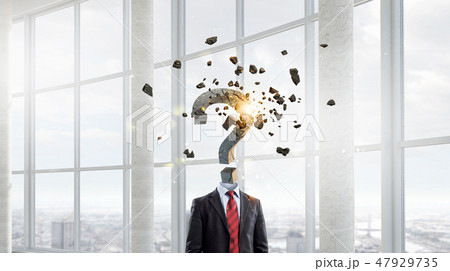 Question headed businessman Question headed businessman 47929735