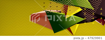 3d triangular shapes geometric background. Origami style pattern with triange shapes for decorative 47929901