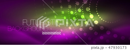 Glowing neon circle line dots, round line design, abstract style on black background. Neon abstract 47930173
