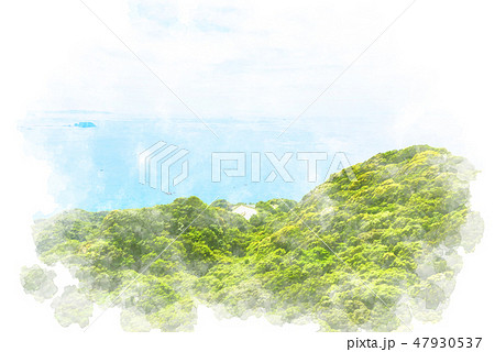 鋸山からの眺め 水彩画風 鋸山からの眺め 水彩画風 47930537