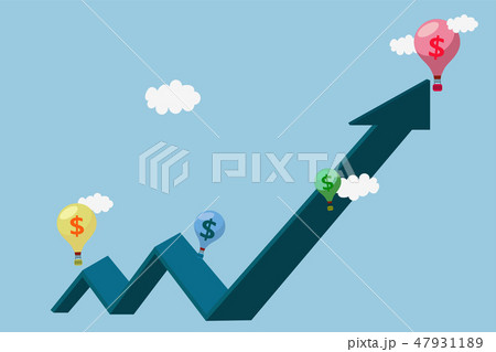high rise graph with balloon. Business money 47931189