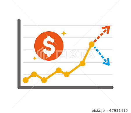 米ドル グラフイラスト (上昇 / 下降 予測) 米ドル グラフイラスト (上昇 / 下降 予測) 47931416