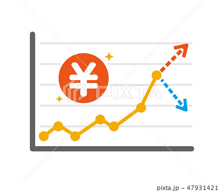 日本円グラフイラスト 円高 円安 予測 のイラスト素材