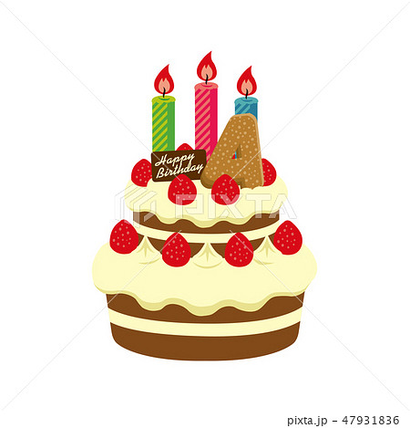 Birthday Birthday Cake Illustration 4 Years Stock Illustration