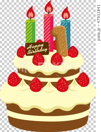 誕生日 バースデーケーキ イラスト 1歳 のイラスト素材