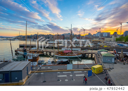 Oslo skyline at twilight in Oslo city, Norway 47932442