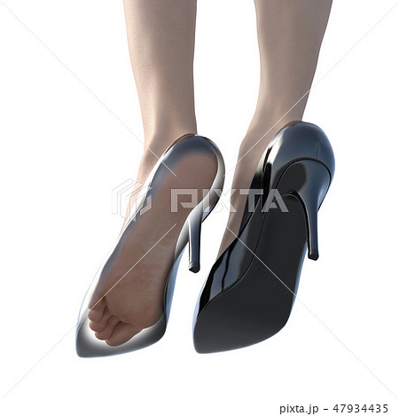 女性の足　パンプス　靴の中　perming3DCG リアルイラスト素材 47934435