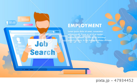 Man Look for Employment. Character Hold Nameplate 47934452
