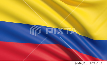 Flag of Colombia. Waved highly detailed fabric texture. 47934846