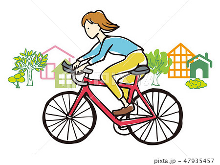 自転車で走る人のイラスト素材