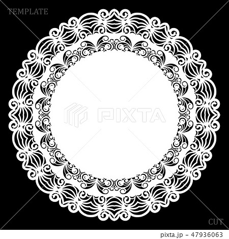 Lace round paper doily, greeting element Lace round paper doily, greeting element 47936063