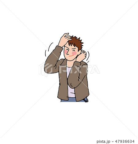髪型に気を使う若者 47936634