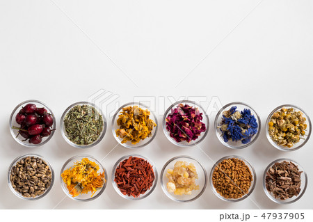 Selection of dried herbs with copy space Selection of dried herbs with copy space 47937905