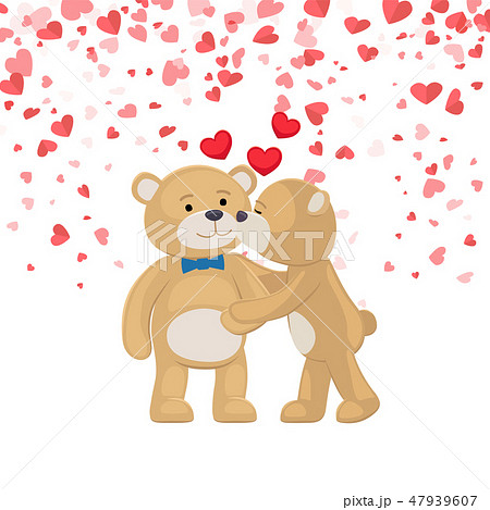 Teddy Girl Kissing and Hugging Boy Postcard Vectorのイラスト素材 ...