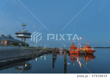 Pilot boat and control tower in Travemuende 47939634