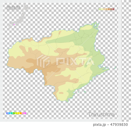 Map of Tokushima prefecture (contour line · color coding) Map of Tokushima prefecture (contour line · color coding) 47939830