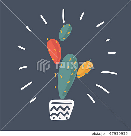 The prickly pear cactus. Vector illustration. 47939936